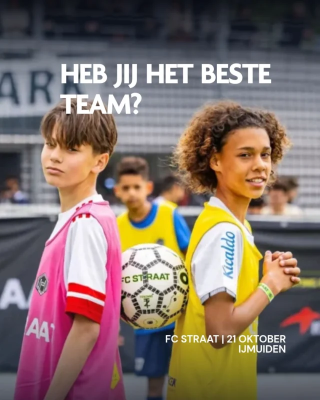 FC STRAAT komt naar IJmuiden! ⚽

Op woensdag 21 oktober spelen we de voorronde op Cruyff Court Pleiaden. Stel een team samen met je vrienden en strijd om een plek in de halve finale in Arnhem. 

📅 21 oktober
⏰ 13.00 – 15.15 uur
📍 Cruyff Court Pleiaden, IJmuiden
⚽ Teams van 4–6 spelers
💚 Meedoen is gratis

Team compleet? Schrijf je dan snel in via de link in bio!